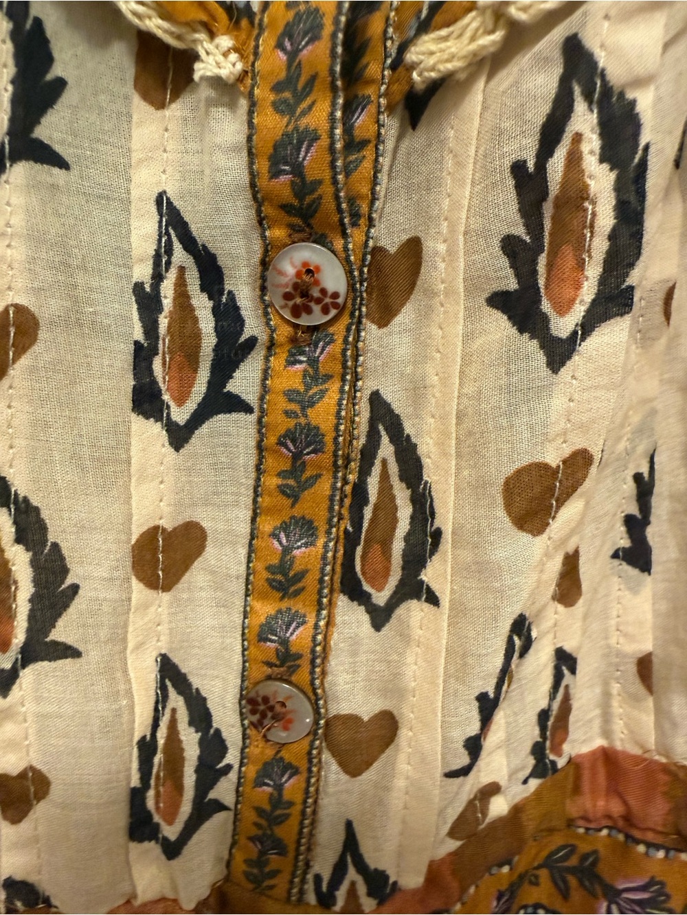 FARM Rio Cream and Brown Floral Midi Dress with Purple Accents - Picture 4 of 7